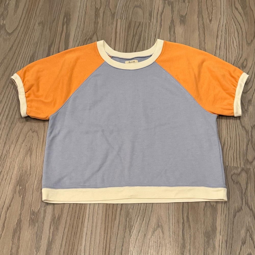 Madewell Short-Sleeve Sweatshirt in Colorblock XL Women’s Top Craft Blue